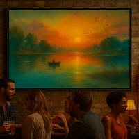 Sunset Solitude - Fisherman in Golden Reflection - Thumbnail 2