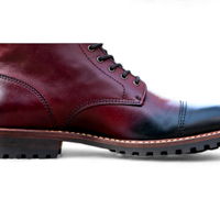 Crafted Leather Mens Burgundy Patina Black Shaded Leather Vibram Sole Chukka Lace up Boot - Thumbnail 1