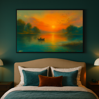 Sunset Solitude - Fisherman in Golden Reflection - Thumbnail 3