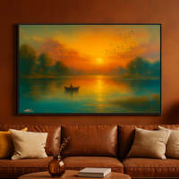 Sunset Solitude - Fisherman in Golden Reflection - Thumbnail 4