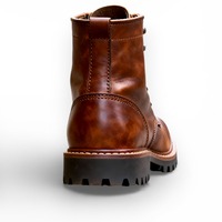 Crafted Leather Mens Brown Leather Vibram Sole Ankle High Lace up Boot - Thumbnail 3