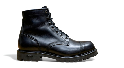 Crafted Leather Mens Black Leather Vibram Sole Ankle High Lace up Boot