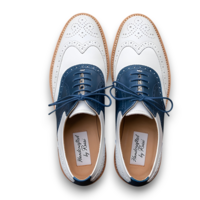 Crafted Leather Mens Blue White Leather Saddle Golf Dress Shoes - Thumbnail 1