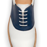 Crafted Leather Mens Blue White Leather Saddle Golf Dress Shoes - Thumbnail 1