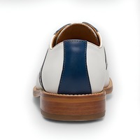 Crafted Leather Mens Blue White Leather Saddle Golf Dress Shoes - Thumbnail 2