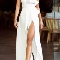 Elegant Classy White Long Mother Of Bridal Dress Long Prom Dress - Thumbnail 1