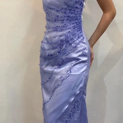 A line straps lilac evening dresses mother of bridal dress  - Thumbnail 2