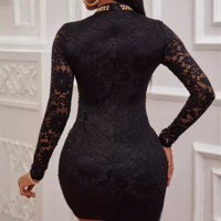 Women Mesh Lace Splicing Dress - Thumbnail 2