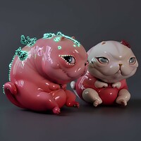 Art Creature by Katyushka Art "Cactus Cat-glow in the dark" - Thumbnail 6