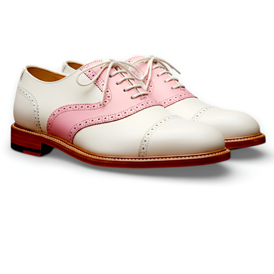 Crafted leather mens pink white leather saddle golf lace up dress shoes