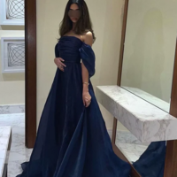 Strapless Royal Blue Off Shoulder Mermaid Long Prom Dresses - Thumbnail 2