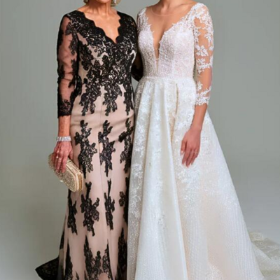 Sheath black lace appliques mother of the bride/groom dress evening dress - Thumbnail 1