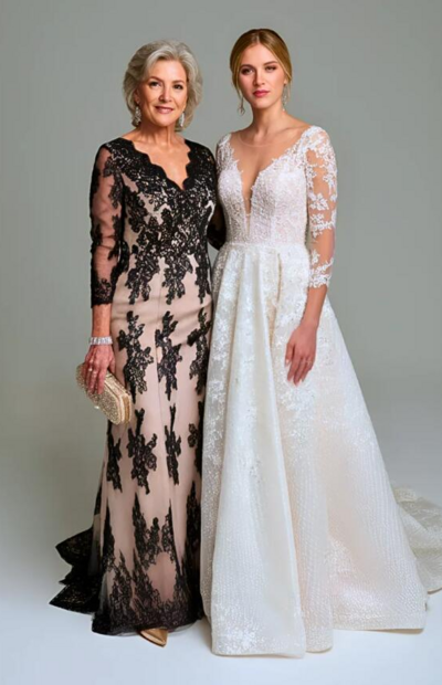 Sheath Black Lace Appliques Mother of the Bride/Groom Dress Evening Dress