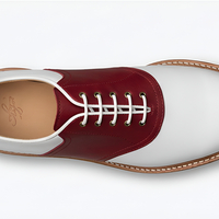 Crafted Leather Mens Red White Leather Saddle Golf Dress Shoes - Thumbnail 1