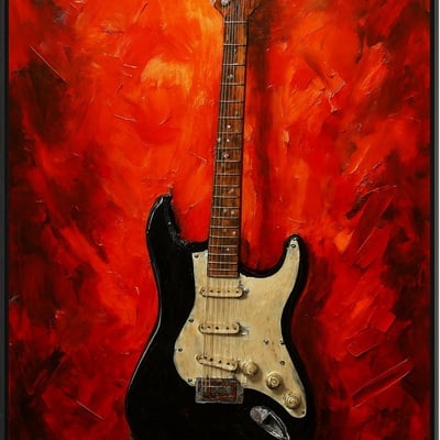 Red blaze riffs fender stratocaster art tribute