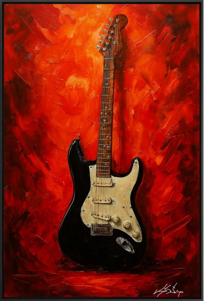 Red Blaze Riffs Fender Stratocaster Art Tribute