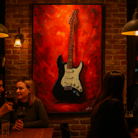 Red Blaze Riffs Fender Stratocaster Art Tribute - Thumbnail 2