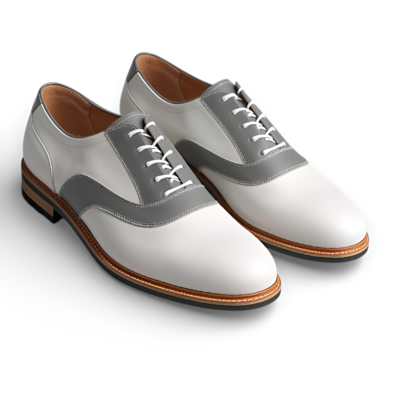 Crafted Leather Mens Designer Classic Gray White Leather Saddle Golf Lace up Dress Shoes