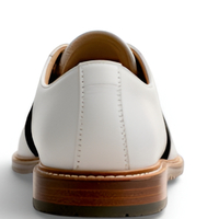 Crafted Leather Mens Designer Classic Black Suede White Leather Saddle Golf Lace up Dress Shoes - Thumbnail 3