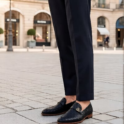 Crafted leather mens designer classic black woven leather moccasin loafers dress shoes