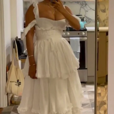 Floor length a line straps ruffles chiffon white mother of bridal dress prom dress party gown - Thumbnail 1