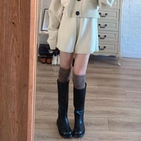 Women's black knee-high boots - Thumbnail 3
