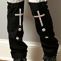 Black Cross Slouchy Legwarmers - Thumbnail 3