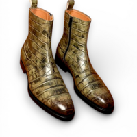 Crafted Leather Mens Designer Classic Green Crocodile Patina Leather Jodhpur Boot - Thumbnail 2