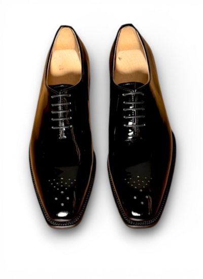 Crafted Leather Mens Designer Classic Black Leather Dress Shoes