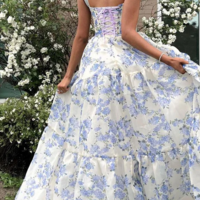 A-Line Floral Pattern Chiffon Prom Evening Dresses  - Thumbnail 1