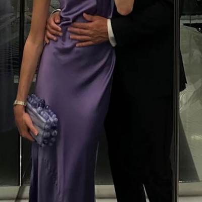 Simple purple one shoulder stain long evening dress,prom dress - Thumbnail 1