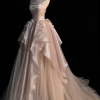 A-line Strapless Tulle Mermaid Evening Dress,Glam Dress - Thumbnail 1