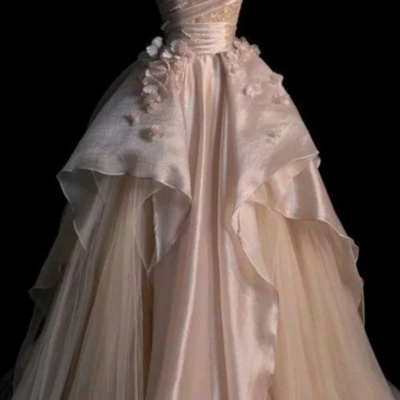 A-line strapless tulle mermaid evening dress,glam dress - Thumbnail 1