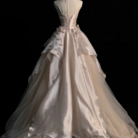 A-line Strapless Tulle Mermaid Evening Dress,Glam Dress - Thumbnail 2