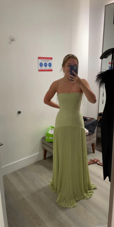 Strapless Sheath Green Long Prom Dresses