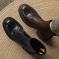 Top-layer cowhide genuine leather retro 6cm height-increasing Martin boots  - Thumbnail 3