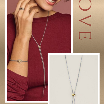 Stainless steel my heart lariat necklace - Thumbnail 1