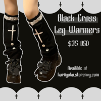 Black Cross Slouchy Legwarmers - Thumbnail 6