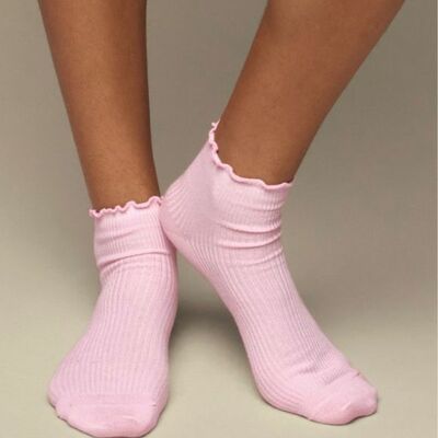 Three-pack scallop edge socks