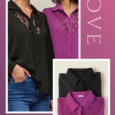 Lace-trim blouse - Thumbnail 1