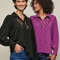 Lace-Trim Blouse - Thumbnail 1