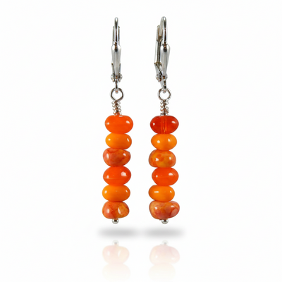 Orange tie dye dangle earrings – handmade acrylic nugget bead jewelry with silver leverback earwires