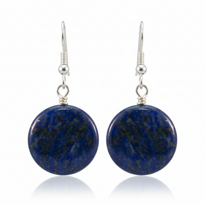 Lapis lazuli gold pyrite earrings, blue gemstone dangle earrings, celestial boho jewelry, hypoallergenic surgical steel, spiritual healing gift