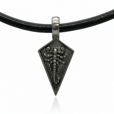 Scorpion spirit necklace - black leather cord with antique pewter scorpion pendant