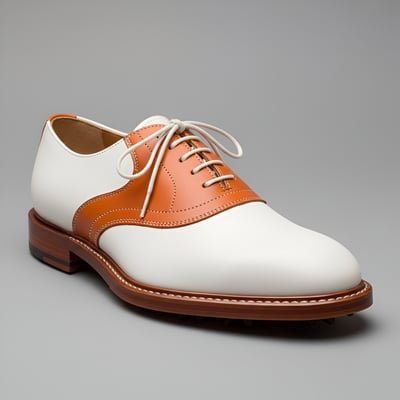 Crafted leather mens designer classic orange white leather saddle golf lace up dress shoes