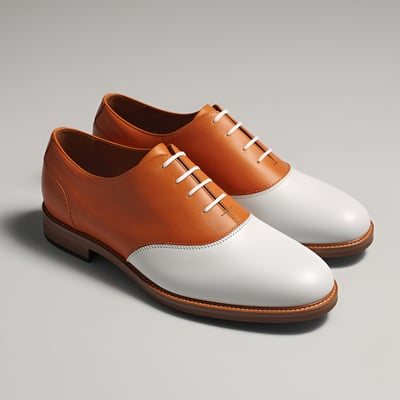 Crafted leather mens designer classic orange white leather saddle golf lace up dress shoes