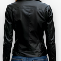 Crafted Leather Classic Designer Women Black Leather Fashion Jacket Motorcycle - Thumbnail 1