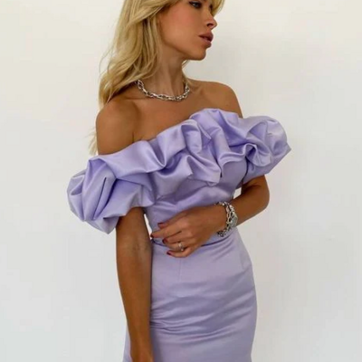 Off the shoulder tight lilac short homecoming dresses