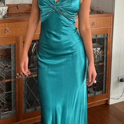 Simple a line cross back prom dresses evening party dress  - Thumbnail 1