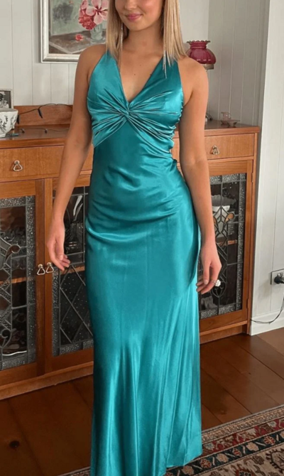 Simple A Line Cross Back Prom Dresses Evening Party Dress 